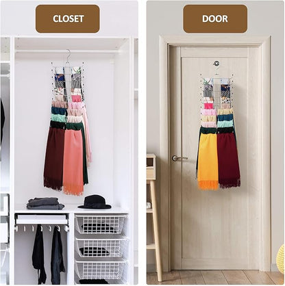 ZEDODIER Scarf Organizer Scarf Hanger for Closet, Rotatable Sturdy Hijab Holder Holds 20 Scarves, Space Saving Closet Organizers and Storage, Silver