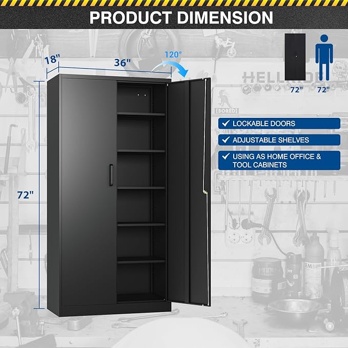 Metal Storage Cabinet-72” Tall Steel File Cabinet