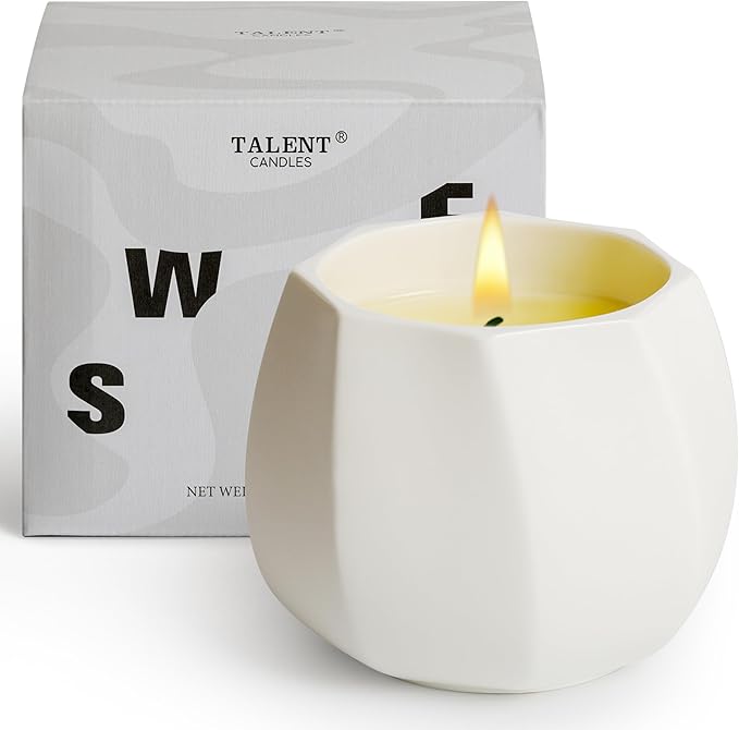 Scented Candle for Home Scented, Luxury Ceramic Candle Jar for Women & Men, Natural Soy Candle for Home Décor, Lemon & Lavender Spa