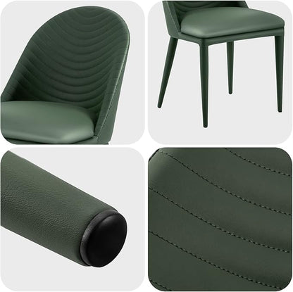 Dining Chairs Set of 4, Modern Full Assembled Faux Leather Upholstered Kitchen ChairaSide Chair with Backrests, Dinner Chairs for Kitchen Dinning Room, Jade Green