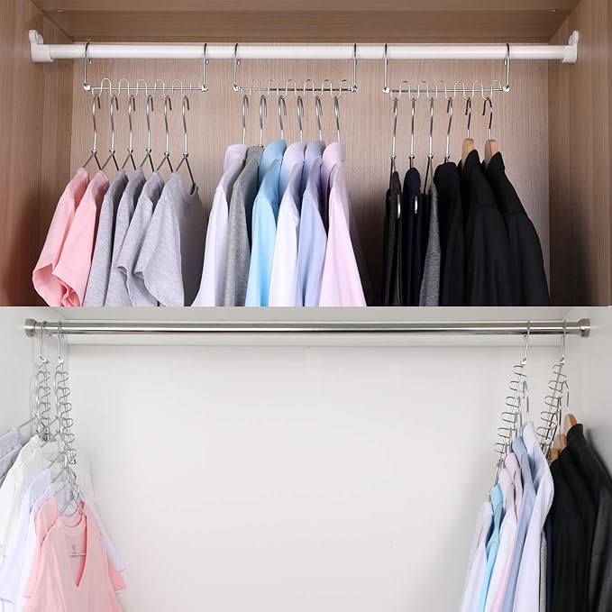 Meetu Magic Cloth Hanger Space Saving Hangers Metal Closet Organizer for Wardrobe Organization (Pack of 4)