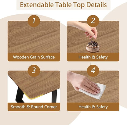 ZckyCine 51"-67" Expandable Mid-Century Modern Dining Table Wood Extendable Table for 4-6 People Space Saving Kitchen & Small Apartment Furniture Only Table (Walnut)