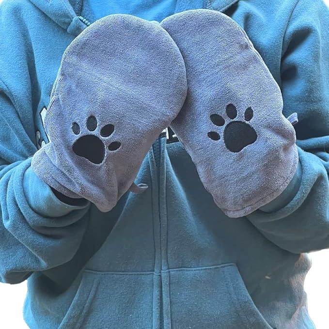 Penny & Niko Microfiber Pet Towel Mitts - Paw Cleaning and Drying Mitts/Gloves for Dogs and Cats (Gray, Standard - 2 Pack)