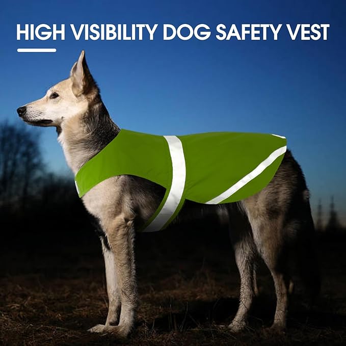 Kuoser Reflective Dog Vest, High Visibility Safety Vest for Medium to Large Dogs, Lightweight Pet Reflective Vests for Hunting Outdoor Activities Walking at Night, Fluorescent Green XL