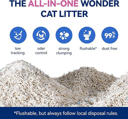 OPET Mixed Tofu Cat Litter -Strong Clumping Litter, Mixed Tofu and Bentonite, 99.9% Dust Free and Flushable Cat Litter, Natural Sustainable Ingredients Odor Control, Low Tracking
