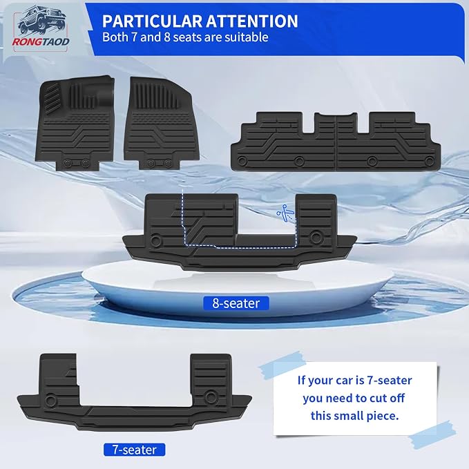 Rongtaod 7&8 Seats Floor Mats Compatible with 2022-2025 2026 Nissan Pathfinder Cargo Mat Trunk Mat Cargo Liner 2nd Row Kick Mats All Weather 2024 Pathfinder Accessories (Floor Mats Full Set 7pcs)
