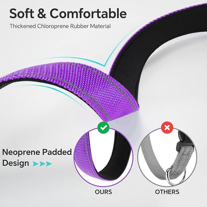 Reflective Dog Collar with Quick Release Buckle - Metal Ring - Adjustable Soft Neoprene Padded Basic Dog Collar for Small Medium Large Dogs (Purple, Medium :Width 1",Neck 13.8-19.6")
