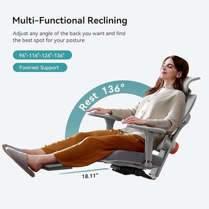 Newtral Ergonomic Office Chair with Auto-Following Lumbar Support, 136° Recline, Computer Desk Chair with 4D Armrests & Adjustable Headrest