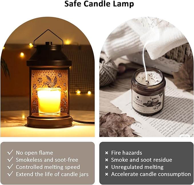 Dialan's Candle Warmer Lamp with Timer - Electric Candle Wax Melt Warmer with Dimmer for Scented Wax Jar Candles Home Decor Bedside Candle Lamp Gifts for Women Mom (Hummingbird, 2 Bulbs Included)