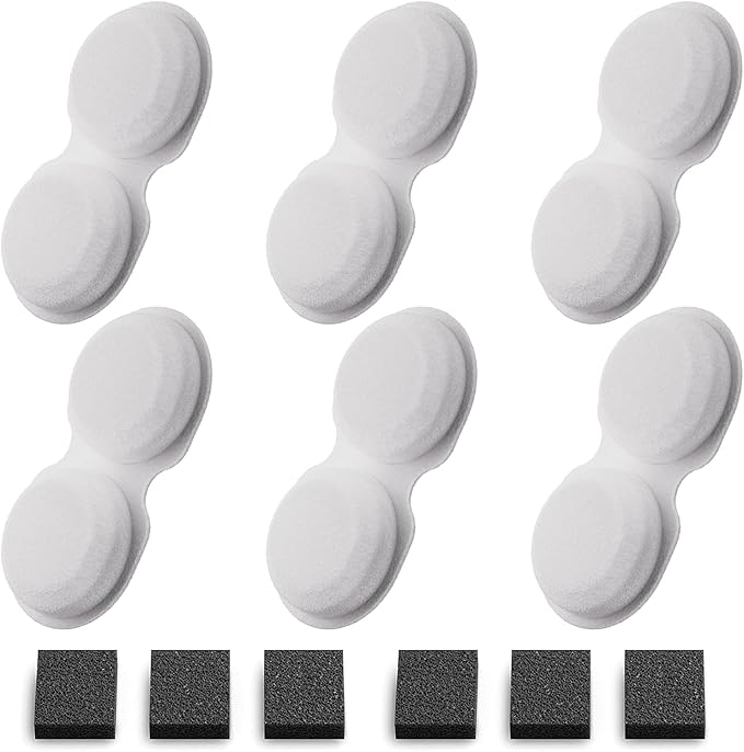 VOUAAOOD Cat Water Fountain Filters: 12 Cat Fountain Filters Replacement for H6 - Pet Water Fountain Filters - 3 Months Usage Kit of Indoor Pet Fountain Filter - 6 Carbon Filters + 6 Sponges Filters