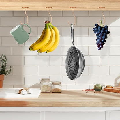 Banana Hanger Hook – Space Saving Banana Holder Hanger to Keep Bananas Fresh, Self Adhesive and Screw Banana Hook 3Pack Rose Gold