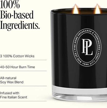 Preston Lane Luxury 3-Wick Scented Candle, Terrace View, 24 oz Hand-Poured in USA | Long Burn Time (40–50 Hrs), Vegan Soy Wax Blend, Decorative Ceramic Vessel, Fine Italian Fragrance
