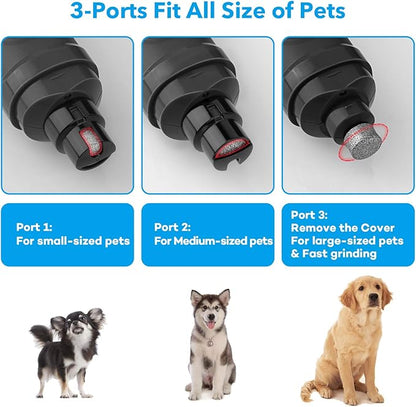 Casfuy Dog Nail Grinder with 2 LED Light - New Version 2-Speed Powerful Electric Pet Nail Trimmer Professional Quiet Painless Paws Grooming & Smoothing for Small Medium Large Dogs and Cats (Grey)