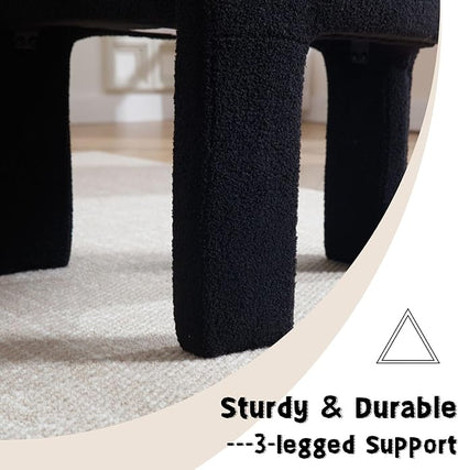 Modern Sherpa Barrel Dining Chairs Set of 8, Upholstered Boucle Dining Chairs Accent Chairs with Arms Comfy Makeup Vanity Chairs, Dining Living Room Kitchen Chairs, Black