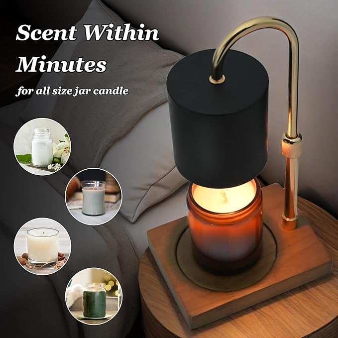Candle Warmer Lamp Timer for Women Mom, House Warming Gifts New Home Decor, Modern Farmhouse Decor, Candle Warmer for All Jar Candles with 2 Bulb BlackGold