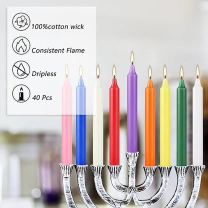 40 Pack Spell Chime Candles-4 Inch Multi-Colored Taper Candles Sticks-for Home Decor Kitchen Decor Wedding Decoration-10 Colours