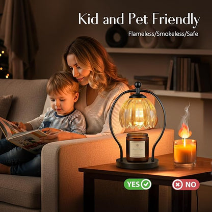 COTTHOS Candle Warmer Lamp, Dimmable Candle Warmer with Timer, Vintage Candles Wax Warmers for Jar Candles Christmas Birthday Gifts for Women Mom, Home Decor for Bedroom Living Room, Black Amber