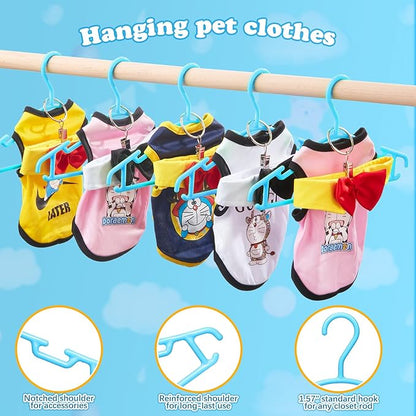 Baby Hangers with Metal Ring Clips, Children Plastic Hanger for Kids Pants Clothes Closet, 20 Pack, Blue