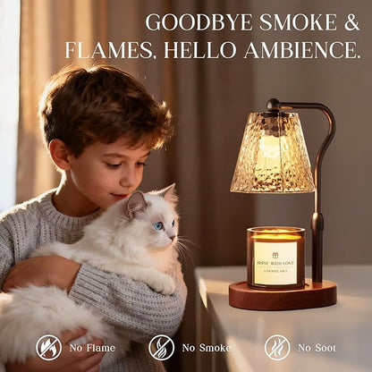 Candle Warmer Lamp with Timer Dimmable, Height Adjustable Wax Melt Warmer for Home Decor & New Home Bedroom, Vintage Candle Lamp for Scented Wax Jar Candles with 2 Bulbs,Birthday Gift for Women & Moms