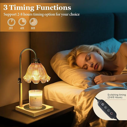 Candle Warmer Lamp with Timer Dimmable, Birthday Gifts for Women Mom, House Warming Gifts New Home Decor, Wax Melt Warmer for Jar Candles with 2 Bulbs