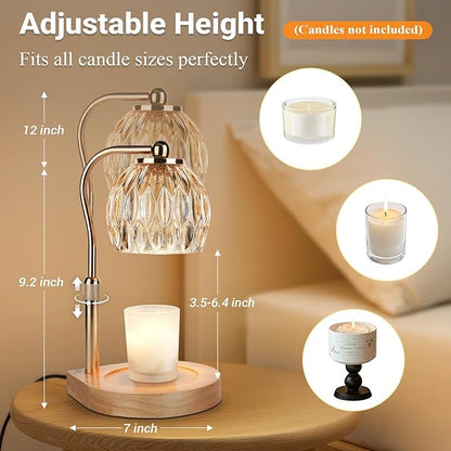 Candle Warmer Lamp with Timer Dimmer Adjustable Height, Gift for Women Mom, House Warming New Home Cozy Decor, Wax Melt Warmer for Jar Candles with 2 Bulbs