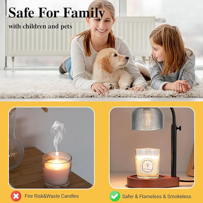 Candle Warmer Lamp with Timer Dimmer, Birthday Gifts for Women Mom Sister, House Warming Gifts Vintage Home Decor, Adjustable Height Wax Melt Warmer for Jar Candles with 2 Bulbs