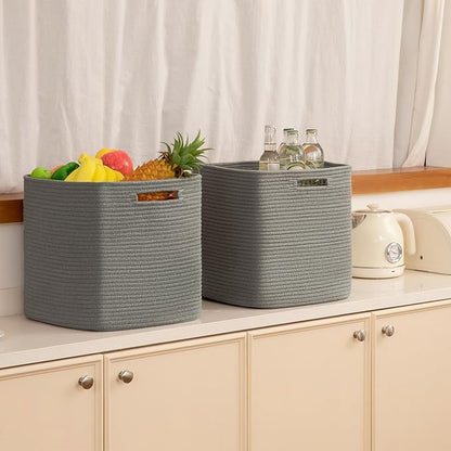 OIAHOMY Storage Cubes, 13 Inch Cube Storage Organizer, Collapsible Storage Bins, Baskets for Organizing, Storage Bins for Shelves-Dark Grey, 2-PACK