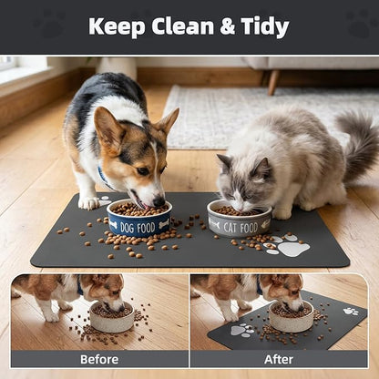 PADOOR Pet Feeding Mat-Absorbent Dog Mat for Food and Water Bowl-No Stains Easy Clean Dog Food Mat-Quick Dry Water Dispenser-Puppy Supplies Accessories