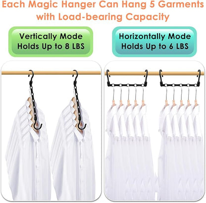 Closet Organizers and Storage, Magic Space Saving Hangers, College Dorm Room Essentials for Girls, Sturdy Cascading Hanger with 5 Holes for Heavy Clothes, Bedroom Home Organization Essentials, 12 Pack