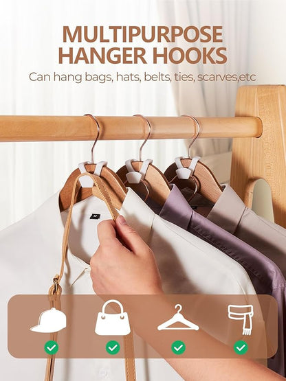 HOUSE DAY Space Saving Hangers 20 Pack, Clothes Hanger Connector Hooks, Heavy Duty Closet Space Saver, Small Space Solutions, Cascading Dorm Room Closet Organizer and Storage - White