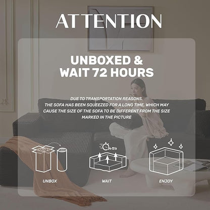 107" Boneless Couch with Deep Seat, Modular Sectional Sofa, Cloud Sectional Couch for Living Room, No Assembly Required, Corduroy, L-Shape Left?Black