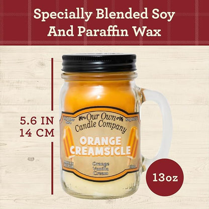 Our Own Candle Company, Orange Creamsicle Scented Mason Jar Candle, 100 Hour Burn Time, 13 Ounces