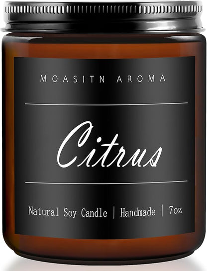 MOASITN Citrus Highly Scented Candles for Home| Natural Soy Aromatherapy Candle| Handmade Long Lasting Jar Candle| Candel Gift for Women,Men| as Birthday,Housewarming,Thank You,Relaxing Gifts| 7oz