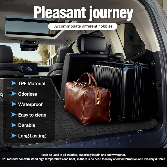Yakitoko 3D TPE Car Trunk Cargo Liner Mat for Cadillac CT5 CT4 2020-2026 Custom Fit All-Weather Waterproof Floor Protection, Heavy Duty & Odorless