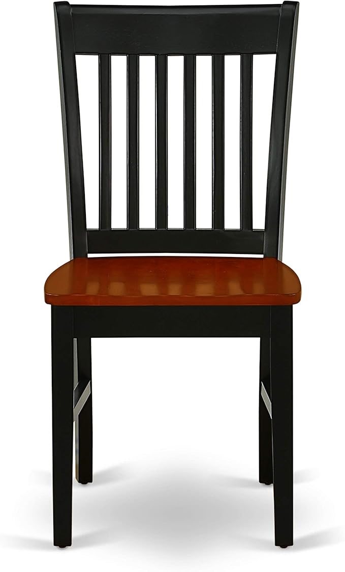 East West Furniture NFC-BCH-W Norfolk Dining Chairs - Slat Back Wood Seat Kitchen Chairs, Set of 2, Black & Cherry