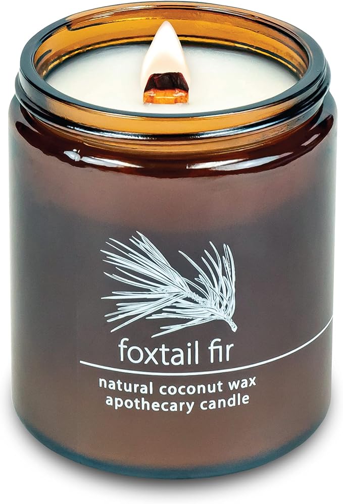 Hemlock Park Crackling Wood Wick Candle Handcrafted with Natural Coconut Wax (Standard 8 oz, Foxtail Fir)
