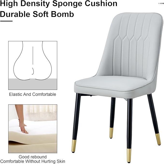 Dining Chairs Set of 4，Modern Dining Chairs, Equipped with PU Leather Backrest Cushions and Black Metal Legs, Suitable for Restaurants, Kitchens, and Bedrooms Dining Room Chairs