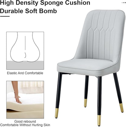 Dining Chairs Set of 6，Modern Dining Chairs, Equipped with PU Leather Backrest Cushions and Black Metal Legs, Suitable for Restaurants, Kitchens, and Bedrooms Dining Room Chairs