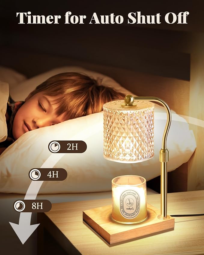 2 Pack Candle Warmer Lamp with Timer Dimmer Adjustable Height, Birthday Gifts for Women, House Warming New Home Decor Gifts for Mom, Electric Wax Warmer for Jar Candles, Amber