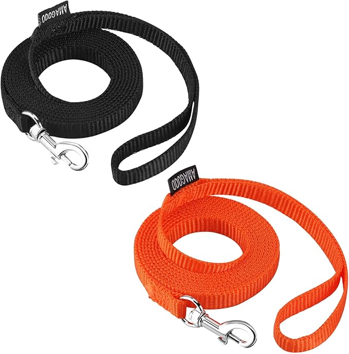 AMAGOOD 6 FT Cat Leash, Strong and Durable Traditional Style Leash with Easy to Use Collar Hook,Cat Lead Great for Cats (3/8 in x 6 ft,Black and Orange(2-Pack))