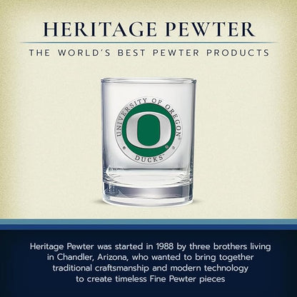 Heritage Pewter Oregon Double Old Fashion | Double Rocks Glass 14 OZ for Liquor | Expertly Crafted Pewter Glass