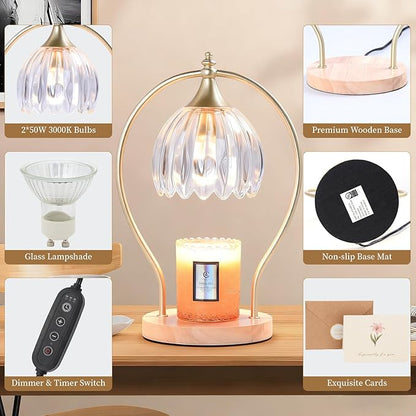 Candle Warmer Lamp with Timer - Dimmer Electric Candle Warmer for Jar Candles - Wax Warmer Unique Birthday Gifts for Women Mom House Warming Gifts New Home Room Decor