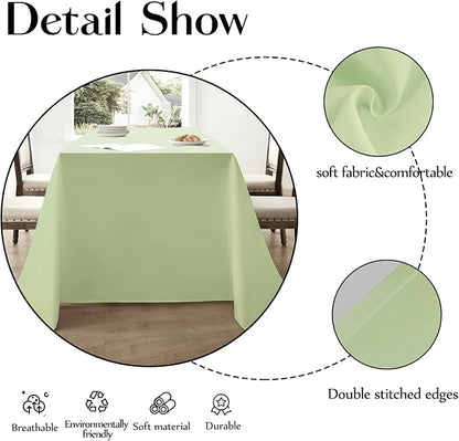 Rectangle Tablecloths 90x132 Inch 2 Pack Sage Green Tablecloth for 6ft Washable Decorative Linen Polyester Table Cloths for 8ft Dining Table Banquets Buffet Parties and Wedding