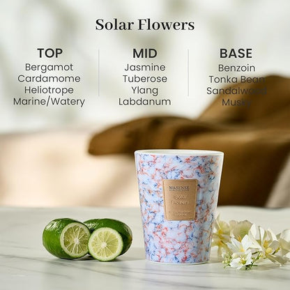 M&SENSE Solar Flowers Scented Soy Candle, 3 Wick Highly Scented 14.1 Oz 80H, Aromatherapy Christmas Gift for Women and Men