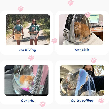 Lollimeow Cat Carrier Backpack, Bubble Expandable Backpack Carrier, Pets and Small Dogs,Airline-Approved, Designed for Travel, Hiking, Walking & Outdoor Use (Front Expandable-Green)