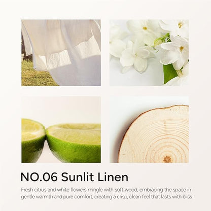 Sunlit Linen Luxury Scented Candles, 9oz Soy Wax Candles for Home Scented, Linen, Jasmine, White Lemon, Wood Scent, Long Burning Time, Christmas Gifts for Women, Friends, Men, Housewarming