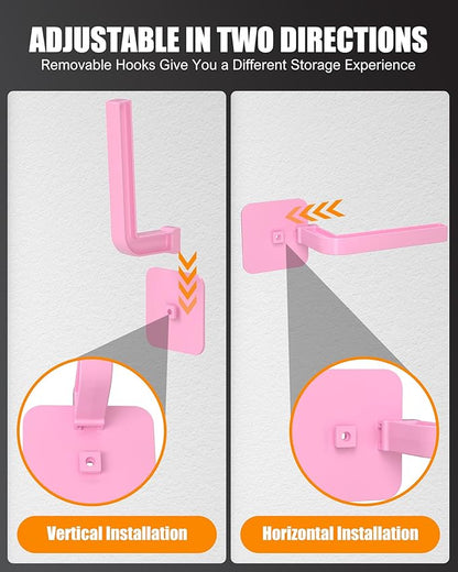Hat Rack for Hat Storage (4-Pack), Multi-Purpose Hat Organizer, Strong Adhesive Hat Hooks for Wall Hat Organizer for Baseball Caps, Two Mounting Options Hat Hook, Pink