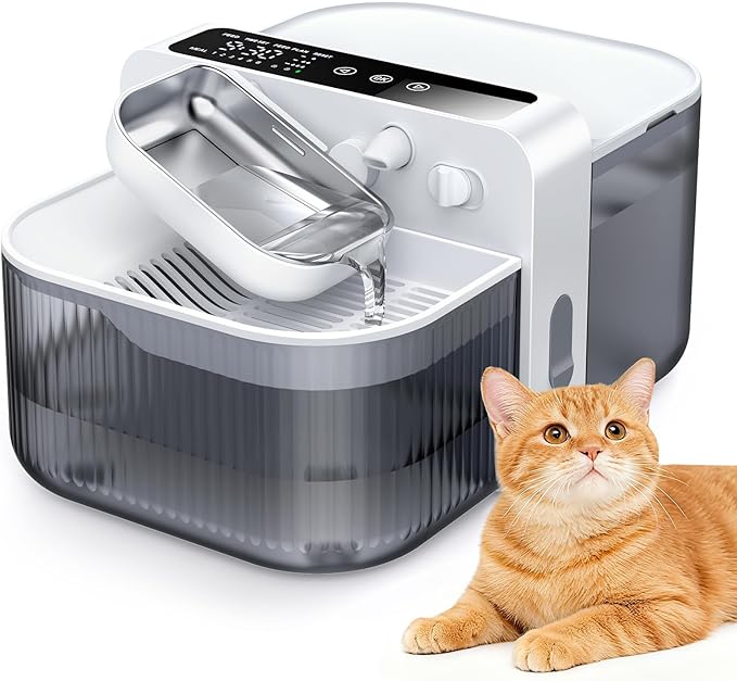 Chumajor 3.5L Wireless Cat Water Fountain with No Filters, 180-Day Battery & Precision Flow Control,Smart Pet Water Dispenser with Wastewater Separation & Custom Scheduling for Cats & Dogs, White