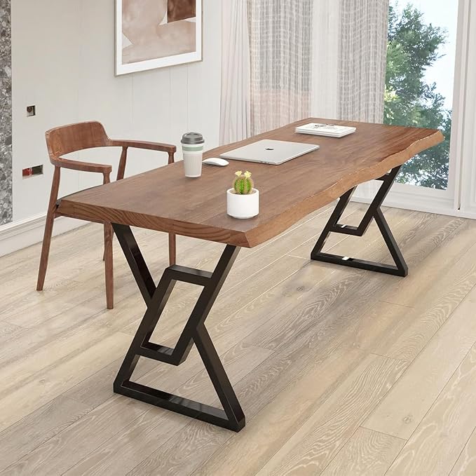 Solid Wood 55-inch Computer Desk - Large Office Desk for Home Office, Modern and Simple Design, Industrial Executive Work Table, Steady Home Office Bedroom Furniture for Study Reading Writing Dining