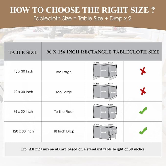 Rectangle Tablecloths 90x156 Inch 1 Pack White Tablecloth for 8ft Stain Resistant Washable Decorative Linen Polyester Table Cloths for 8 Foot Dining Table Banquets Buffet Parties and Wedding